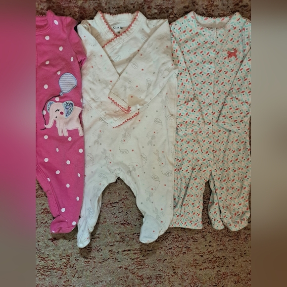 Bundle of Newborn Footie Pajamas - Baby Girl Pajamas - Pink Polka Dot PJS - Picture 4 of 8